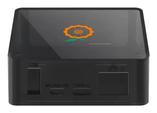 El frontal del hub: USB, micro-HDMI, USB-C y Ethernet.